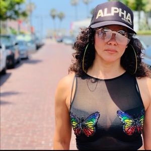 Butterfly black transparent sexy day or night top